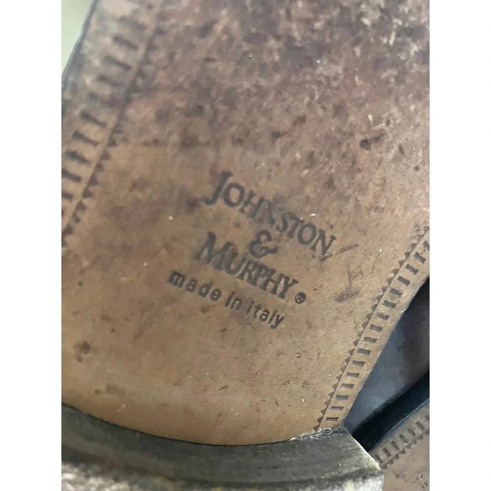 Johnston & Murphy Mens Tassel Loafers‎ Burgundy Black Leather Made in Italy 12 M